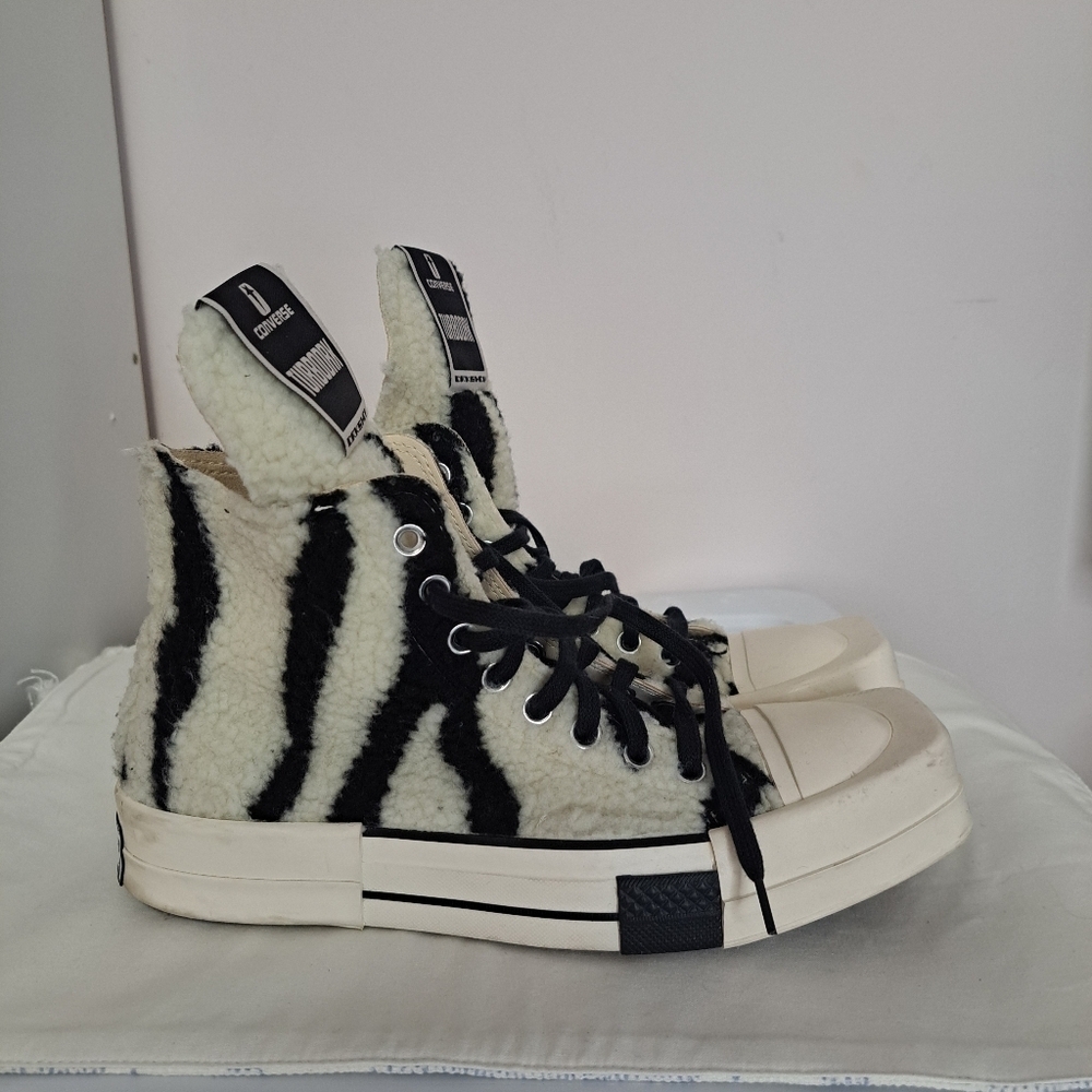 Rick Owens DRKSHDW TURBODRK chuck 70s high zebra sneaker 7 - Picture 5 of 12